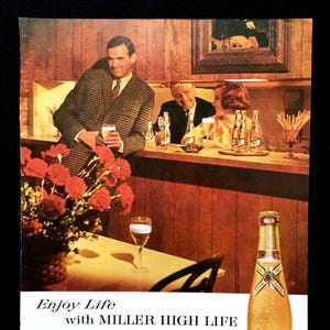 1963 Miller High Life Beer Vintage Ad, Advertising Art, Magazine Ad, Print Ad, 1960&#39;s Decor, Advertisement, Great to Frame.