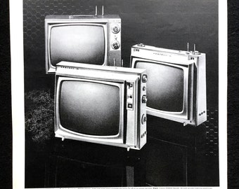 Publicité vintage pour magazine Admiral Portable TV de 1964, art publicitaire pour la télévision