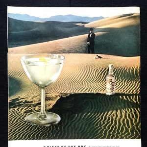 1950&#39;s Smirnoff Vodka Vintage Ad, Advertising Art, Magazine Ad, Desert, Print Ad, Bar Decor, Great to Frame.