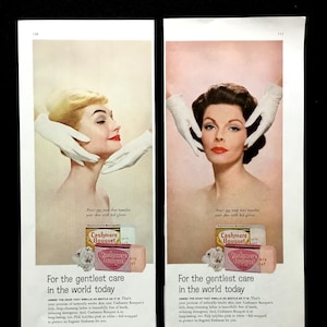1960s Cashmere Bouquet Soap Ads, Set of 2, Vintage Magazine Art