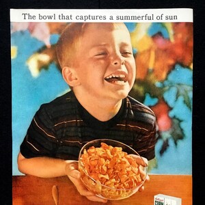 1956 Kellogg&#39;s Corn Flakes Vintage Ad, Advertising Art, Magazine Ad, Print Ad, Kitchen Decor, Cereal Great to Frame.