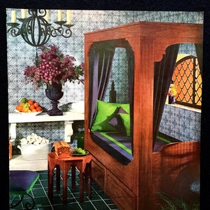 1950&#39;s Vintage Interiors, 1950&#39;s Bedroom, Interior Design, Retro Decor, Great for Framing or Collage.