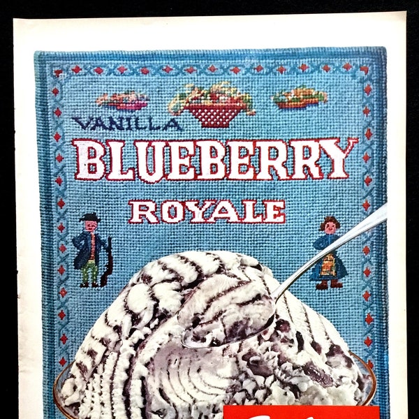 1957 Sealtest Ice Cream Vintage Ad, Advertising Art, Blueberry Royale, Magazine Ad, Print Ad, Great to Frame.
