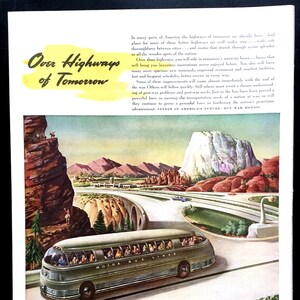 19445 アメリカのモーターバス路線のビンテージ広告、広告アート、印刷