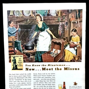 1944 Budweiser Vintage Ad, Advertising Art, Beer, Magazine Ad, WWII, Print Ad, Advertisement, Great to Frame.