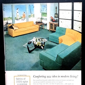 1954 Kroehler Furniture Vintage Ad, Advertising Art, Mid Century Modern, Magazine Ad, Print Ad, 1950&#39;s Decor, Great to Frame.