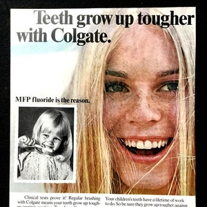 1970 Colgate Toothpaste Vintage Ad, Werbekunst, Magazin-Werbung, Print-Werbung, Werbung, großartig zum Einrahmen.