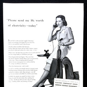 1942 Electric Company Vintage Ad, Werbekunst, Dekor 1940, Magazin Ad, WWII, Print Ad, Great to Frame.