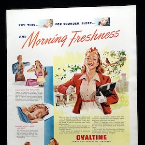 1944 Ovaltine Vintage Ad, Advertising Art, Magazine Ad, Kitchen Decor, Print Ad, Breakfast, Great to Frame.