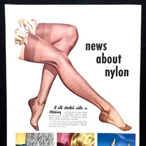 1948 Nylon Vintage Ad, Werbekunst, Zeitschriften-Werbung, Print-Werbung, Werbung, Großartig zum Einrahmen.