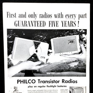 1960&#39;s Philco Transistor Radios Vintage Ad, Advertising Art, Magazine Ad, Print Ad, Great to Frame.