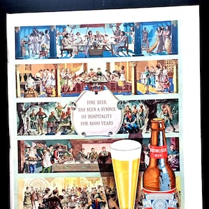 1947 Budweiser Lager Beer Vintage Ad, Advertising Art, Magazine Ad, Anheuser-Busch, Print Ad, Great to Frame.