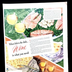 1947 Weinbeirat Vintage Anzeige, Werbekunst, Zeitschriftenanzeige, Printanzeige, großartig zum Einrahmen.