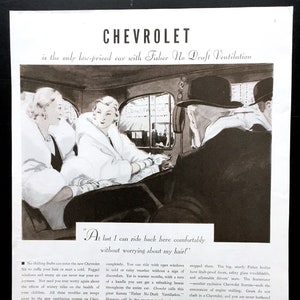 1933 Chevrolet Vintage Werbung, Werbekunst, Depression Ära, Magazin-Anzeige, 1930er Mode, Print-Anzeige, Retro-Auto-Anzeige, großartig zum Einrahmen.