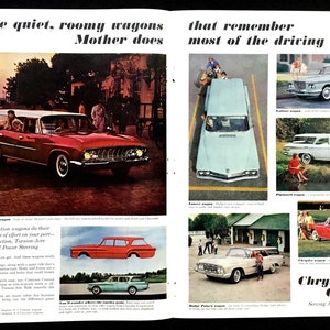 1961 Chrysler Station Wagons Vintage Ad, Advertising Art, Print Ad, Magazine Ad, Dodge Dart Wagon, Great to Frame.