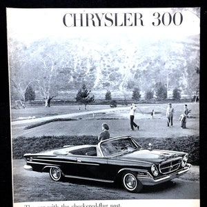 1962 Chrysler 300 Vintage Ad, Advertising Art, Magazine Ad, 1960&#39;s Convertible, Print Ad, Great to Frame.