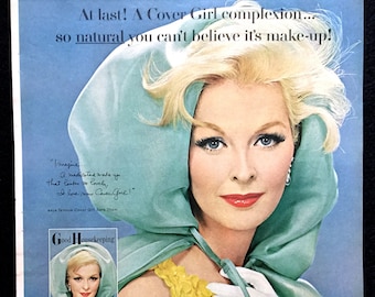 1962 Cover Girl Vintage Ad, Arte publicitario, Anuncio impreso, Moda de 1960, Maquillaje, Genial para enmarcar.