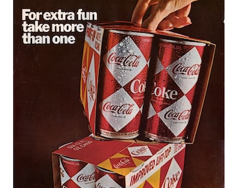 Pubblicità Coca-Cola del 1967, stampa di rivista, cartone di Coca-Cola