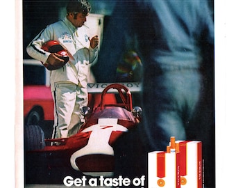 1960s Viceroy Cigarettes Racing Ad, Vintage Magazine Print, Advertising Art.