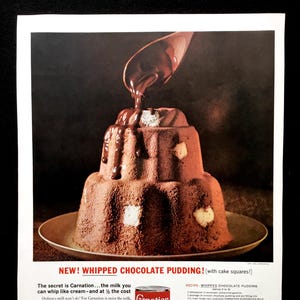 1963 Carnation Evaporated Milk Vintage Ad, Advertising Art, Dessert, Magazine Ad, Kitchen Decor, Print Ad, Advertisement, Great to Frame.