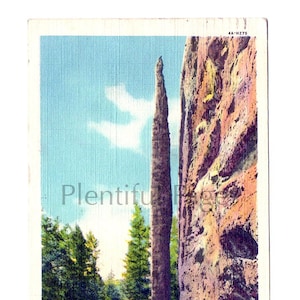 Chimney Rock de 1929, Cody Highway à Yellowstone Park, carte postale vintage du Wyoming, carte postale à collectionner, souvenir vintage, idéale à encadrer.