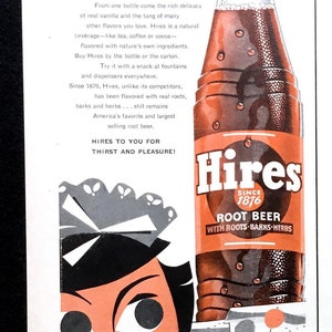 1954 Hires Root Beer Vintage Ad, Advertising Art, Magazine Ad, Soda, Print Ad, Advertisement, Great to Frame.