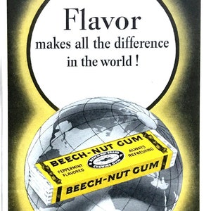 1949 Buche-Nuss Gum Vintage Werbung, Werbekunst, Magazin-Anzeige, Kaugummi, Print-Anzeige, Toll zum Einrahmen.