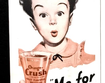 1947 Orange Crush Ad, Vintage Soda Pop Advertising Art