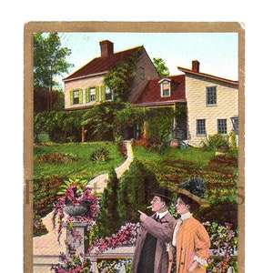 1909 Vintage Postcard, Victorian Couple, Collectible Postcard, Antique Postcard, Early 1900's Fashion, Early 1900's Home, Great for Framing. image 1