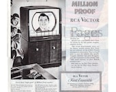 1950 RCA Victor Vintage Ad, RCA Victor TV, 1950 39 s Television, Advertising Art, 1950 39 s Decor, Retro Television, Great for Framing.