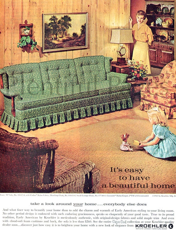 1962 Kroehler Mobel Jahrgang Ad 1960 Wohnzimmer Etsy