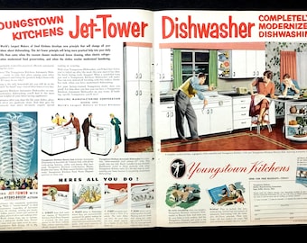 1950 Youngstown Kitchens Anzeige, Vintage Home Decor Magazin Druck