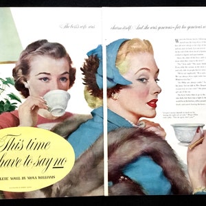 1950&#39;s Vintage Magazine Illustration, Story Art, 1950&#39;s Fashion, Magazine Art, Great for Framing or Collage.