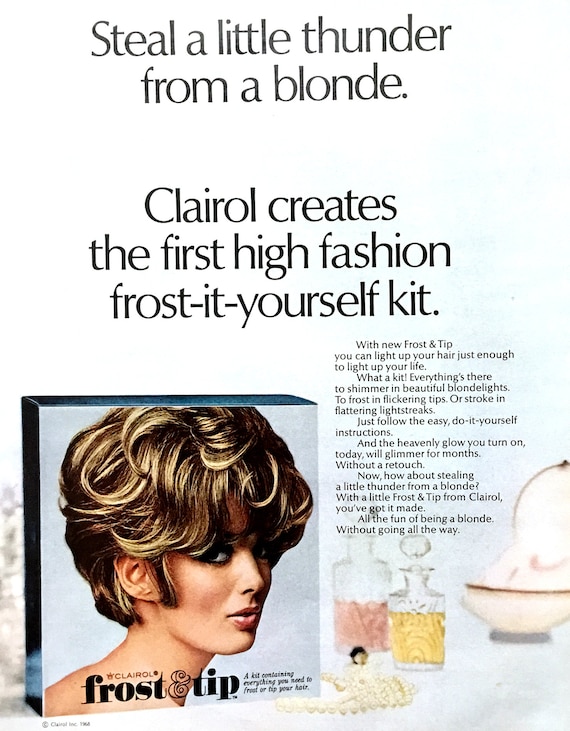 1969 Clairol Frost Tip Hair Color Vintage Ad Advertising Art