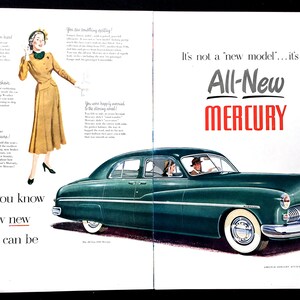 1948 Mercury Vintage Ad, Advertising Art, Magazine Ad, Print Ad, Advertisement, Great to Frame.