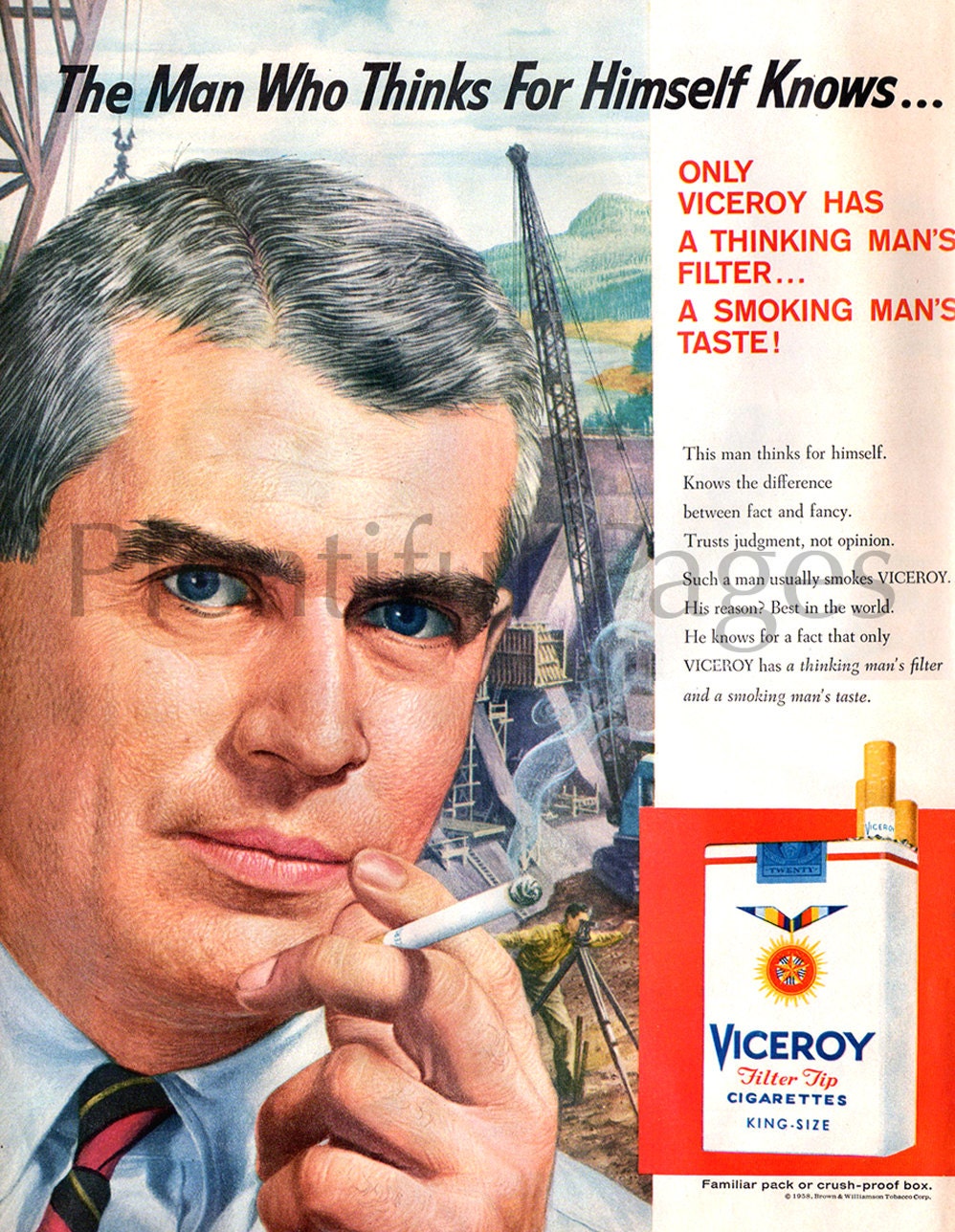 1958 Viceroy Cigarettes Vintage Ad Advertising Art Vintage - Etsy 日本