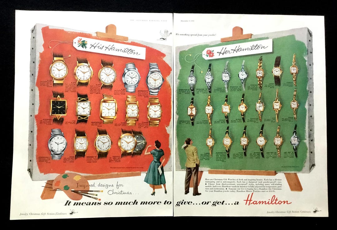 1955 Hamilton Watch Ad, Vintage Magazine Print, Fashion Advertisement ...