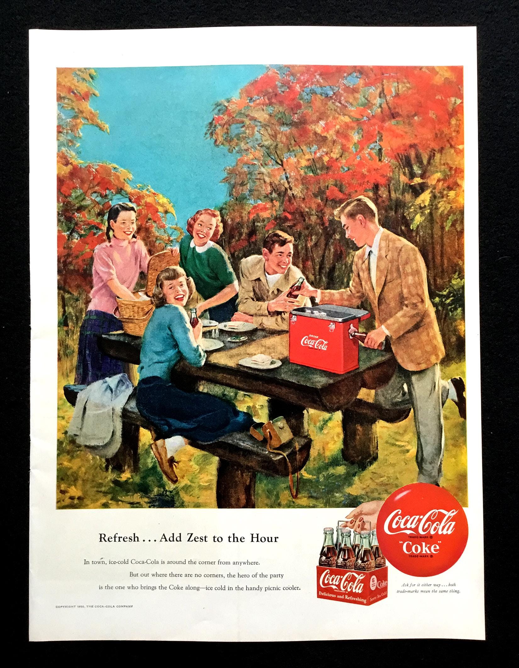 1950s Coca-cola Picnic Ad, Vintage Magazine Print (10.5x14) - Etsy