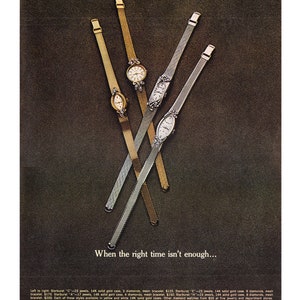 1972 Bulova Watches Vintage Ad, Advertising Art, Wristwatch, Magazine Ad, Advertisement, Great to Frame.