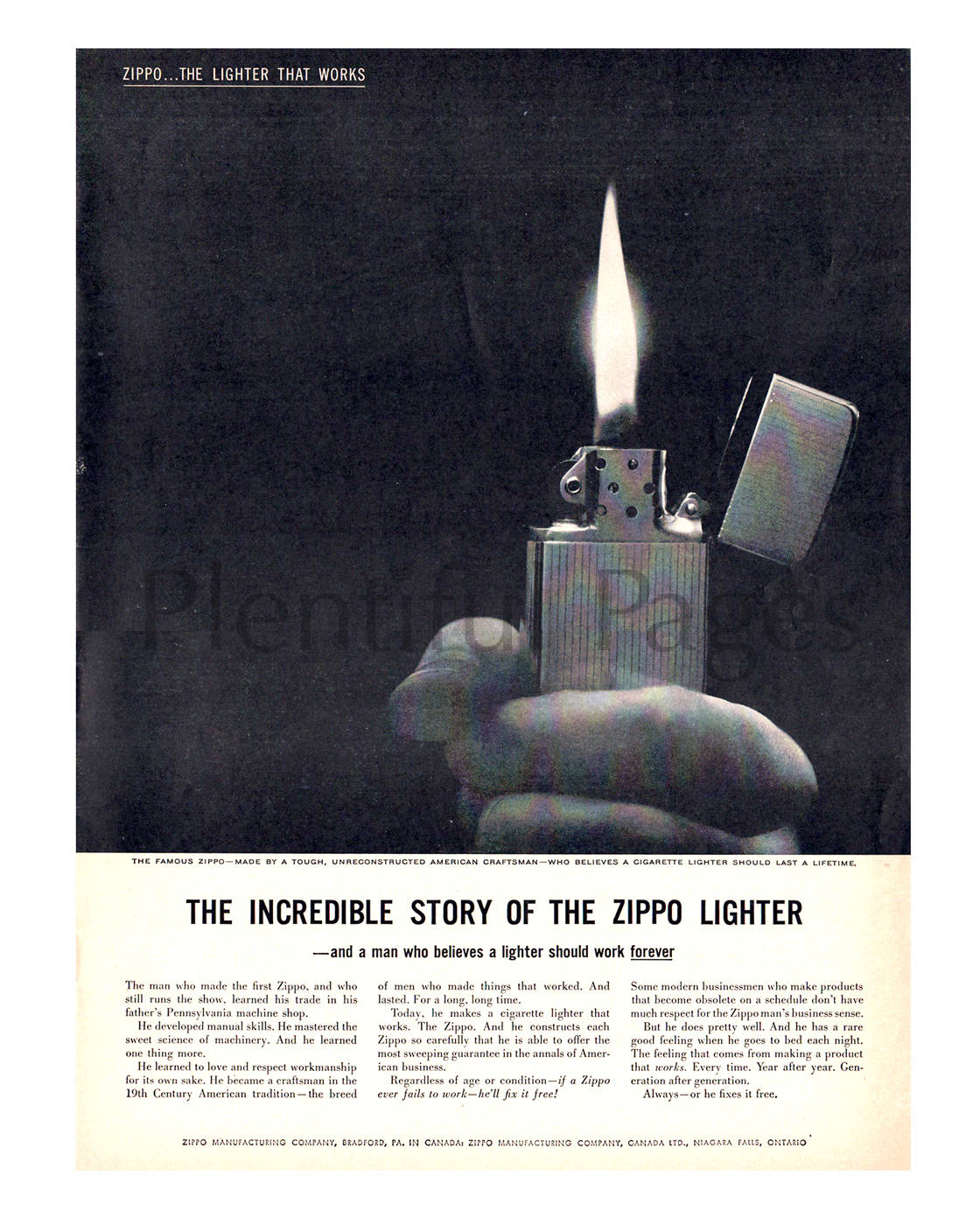 1958 Zippo Lighter Vintage Ad, 1950's Cigarette Lighter