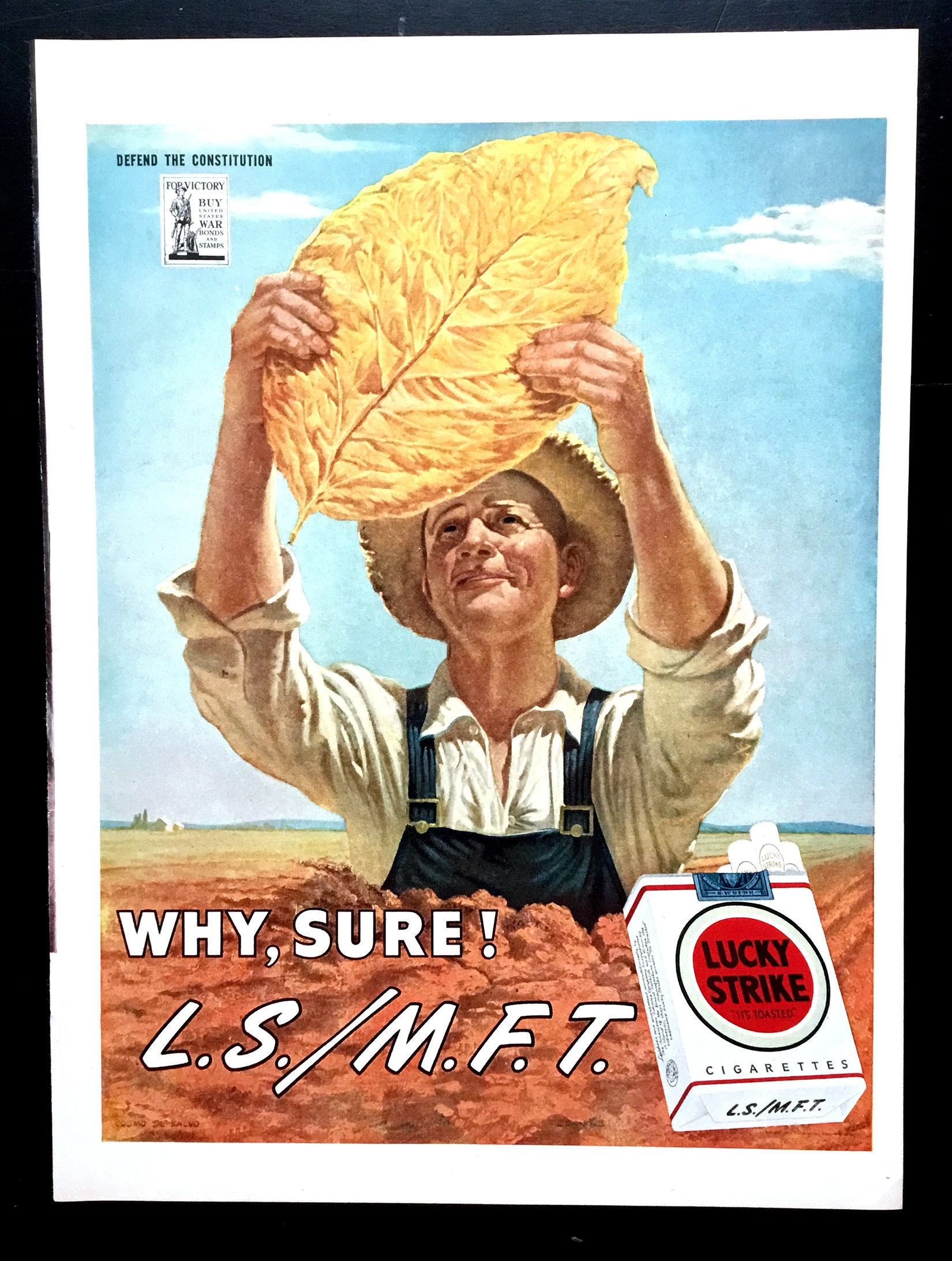 1945 Lucky Strike Cigarettes Ad, Tobacco Farmer Print - Etsy