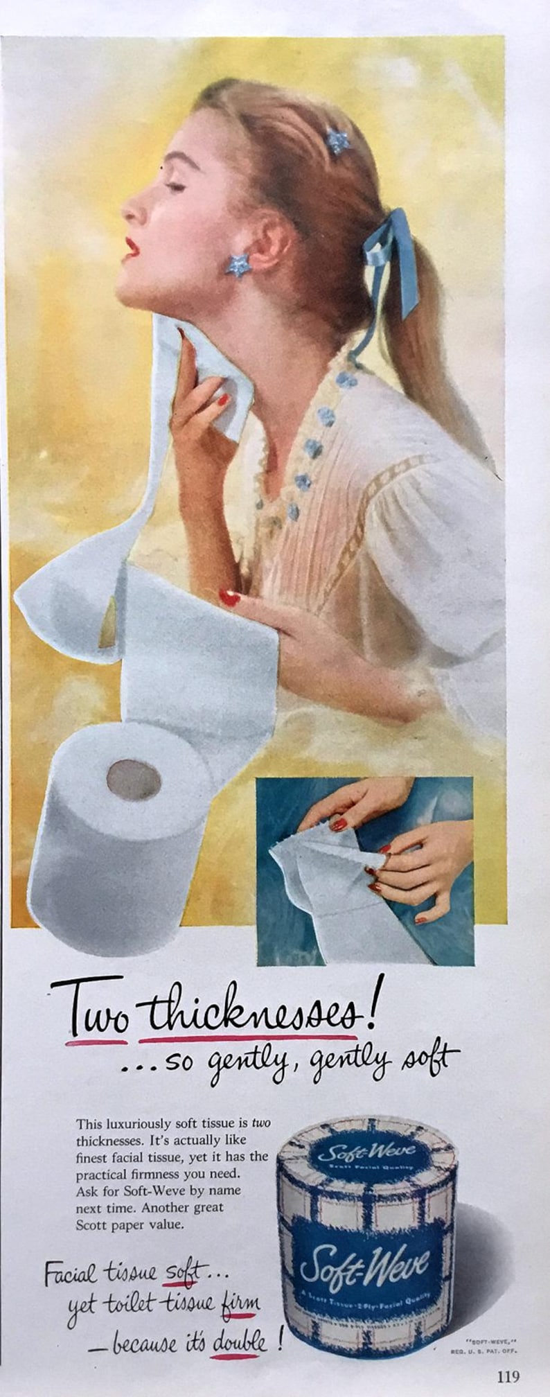 Tissue Ad 1960s Soft-weve Tissue Ad, Vintage Bathroom Decor - Etsy