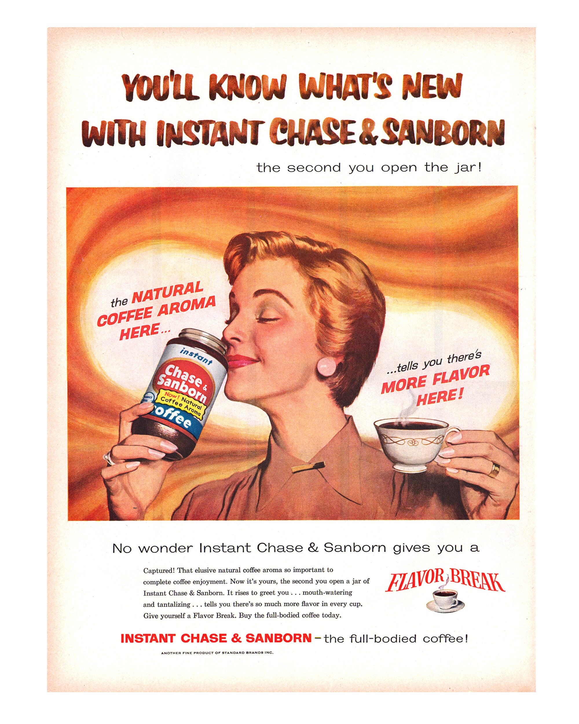 1957 Chase & Sanborn Coffee Vintage Ad, Advertising Art
