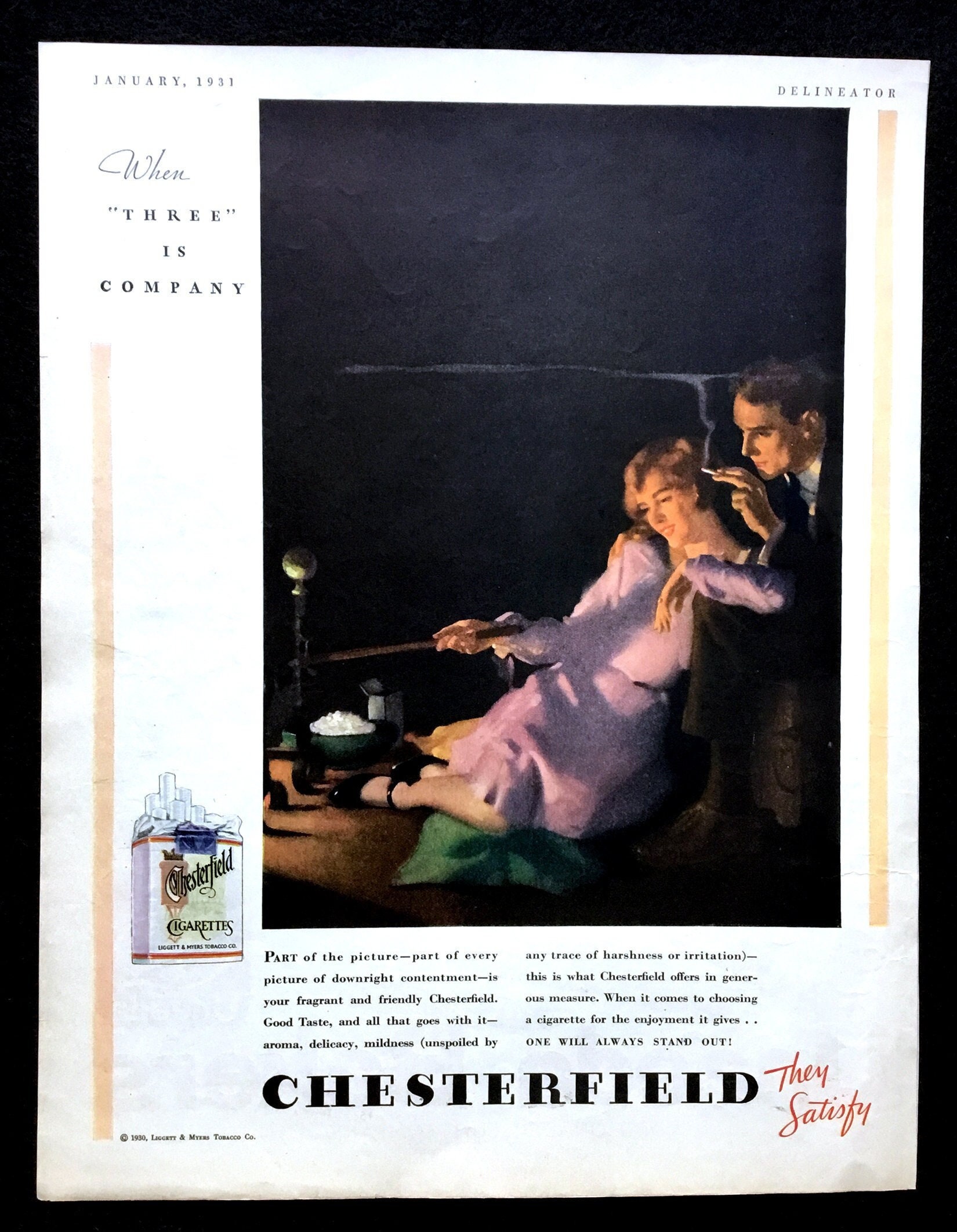 1930 chesterfield cigarettes cigarettes. | A advertisement for Chesterf Made from authentic looking light brown card Dummy Cigarette Pack Chesterfield
