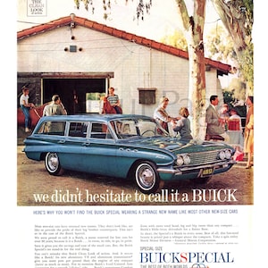 1960 Buick Vintage Ad, Buick Special, Advertising Art, Station Wagon, Magazine Ad, Advertisement, Great to Frame.