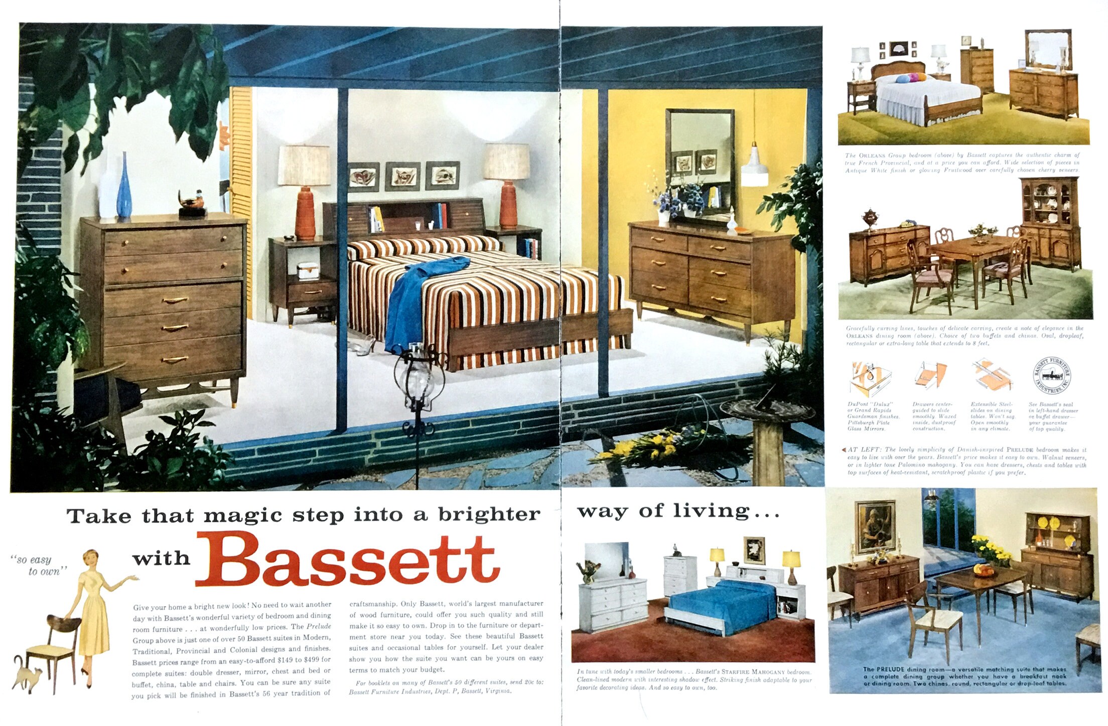 1958 Bassett Furniture Ad, Mid Century Modern Decor - Etsy