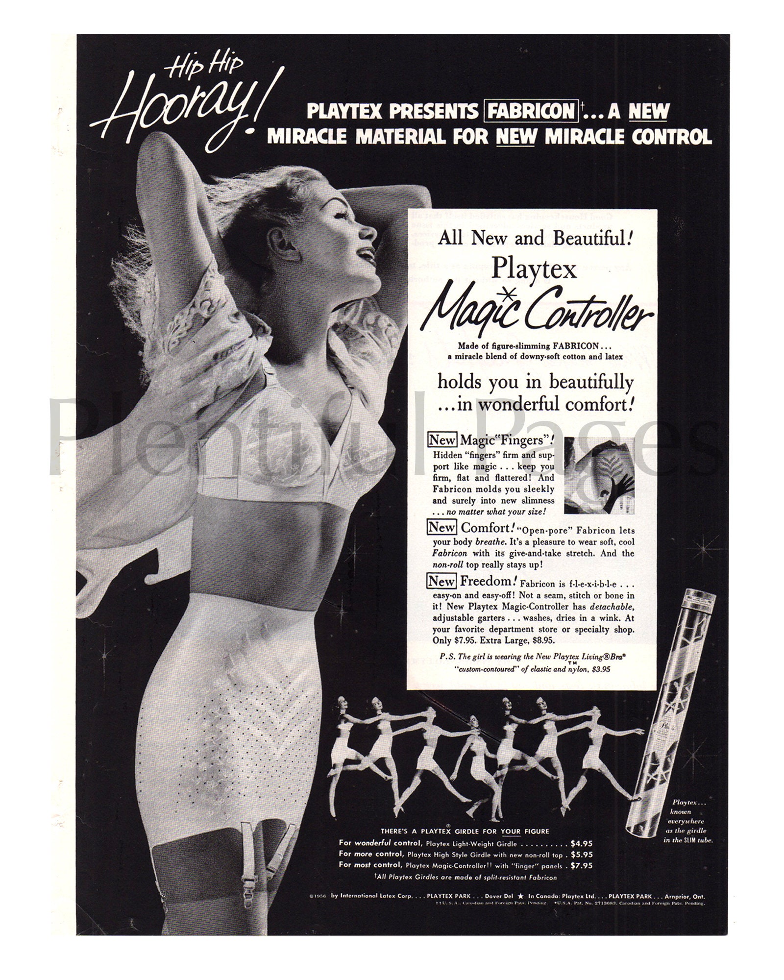 1956 Playtex Girdle Vintage Ad, Advertising Art, Fabricon, Magazine Ad,  1950's Lingerie, Great to Frame. -  Canada