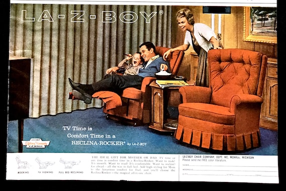 1965 La z boy Recliner Vintage Ad Advertising Art 1960 s Decor Print Ad Magazine Ad Great to Frame. Etsy