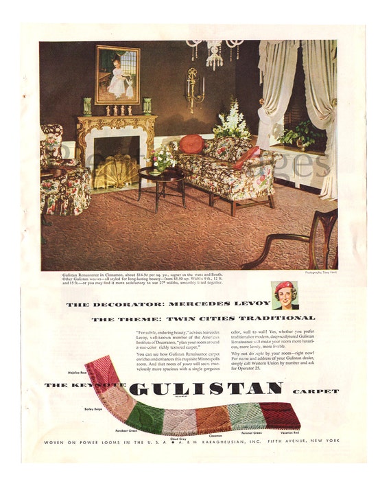 1949 gulistan carpet vintage ad 1940s decor 1940s etsy gullistan carpets