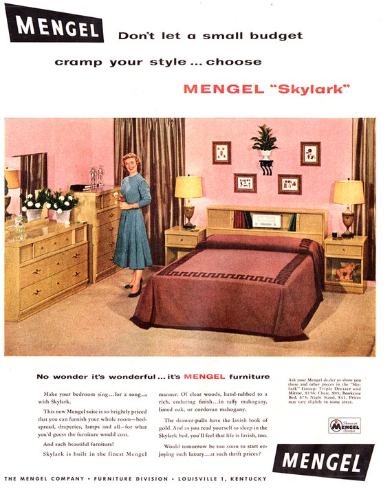 1954 Mengel Furniture Vintage Ad Advertising Art Magazine Ad